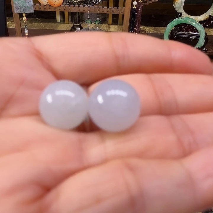 翡翠散珠翡翠珠子 裸石 白冰 正圆