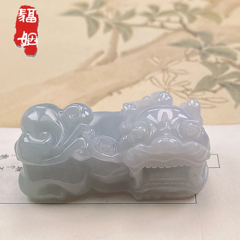 福姻翡翠貔貅吊坠霸王貔貅天然A货带证挂件缅甸