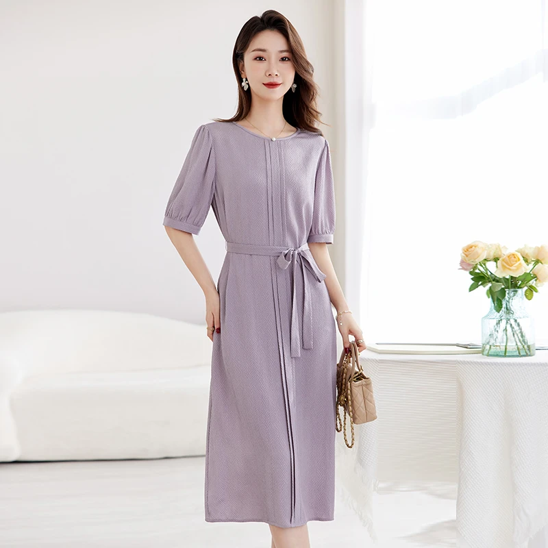 【敏洋纯】真丝桑蚕丝冠乐绉连衣裙82599050