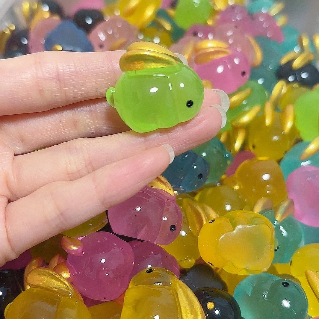 卡通创意夜光金耳朵兔子diy小夜灯钥匙扣停车牌摆件树脂配件挂件