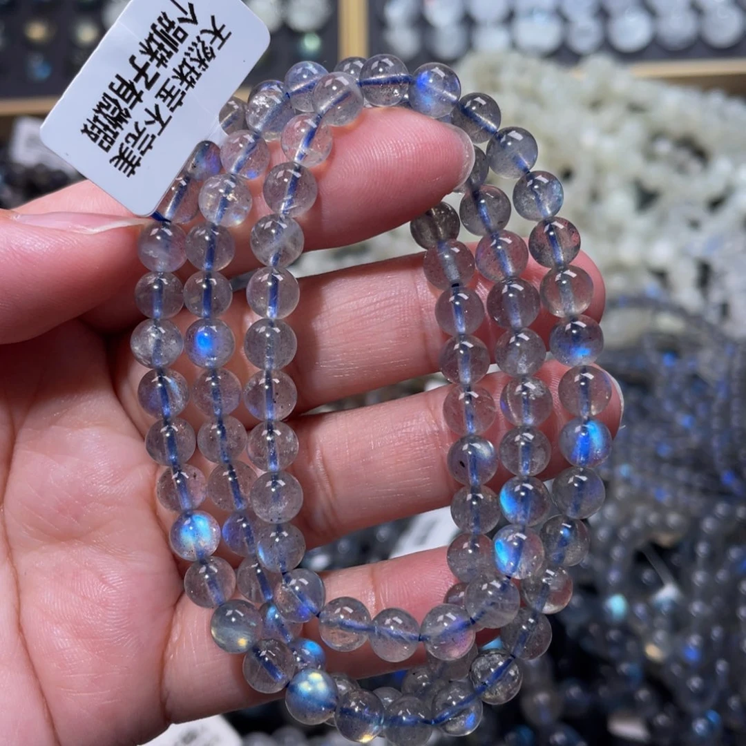 拉长石手链未镶嵌灰月光手链6mm捡漏价