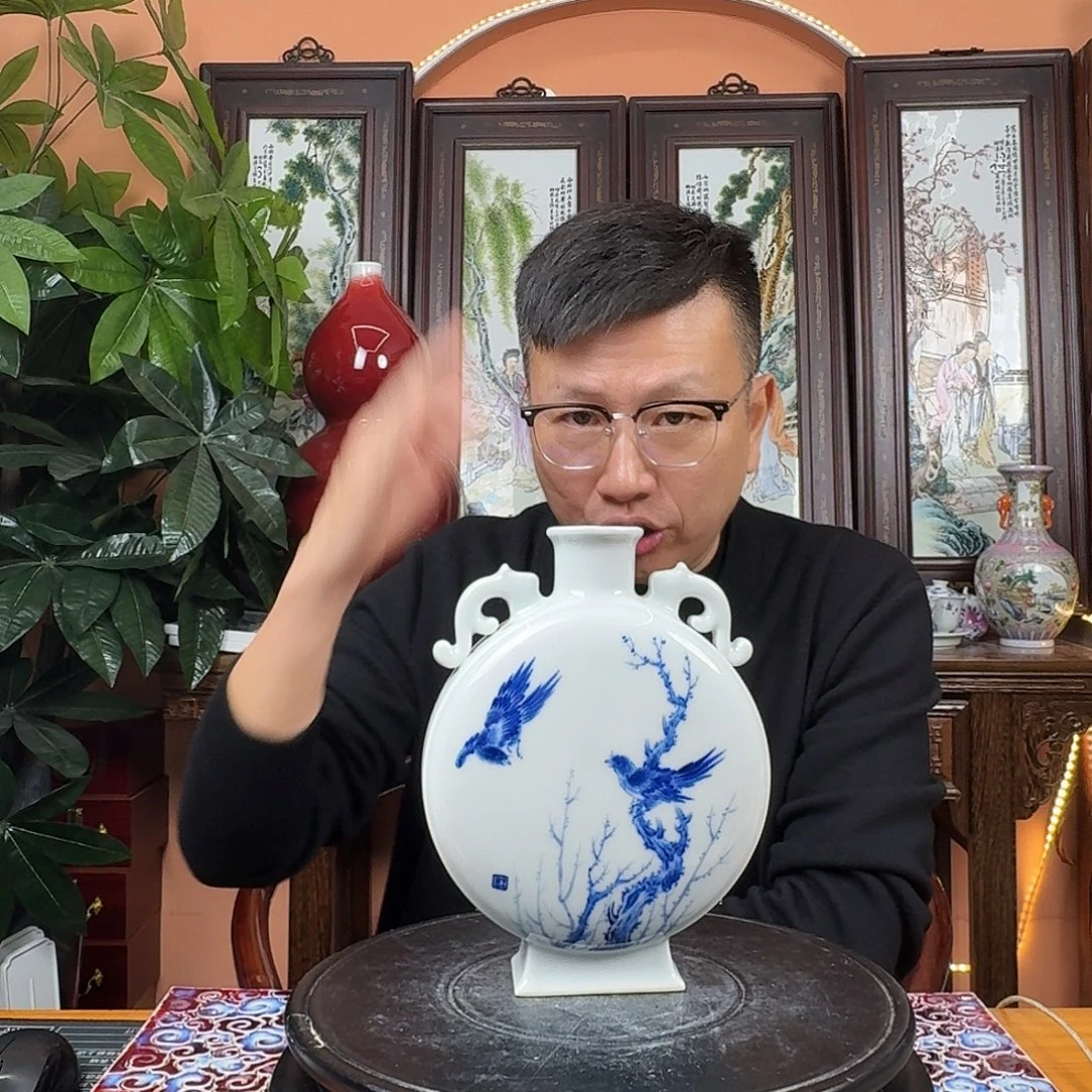 摆件陶景德镇陶瓷手工抱月瓶