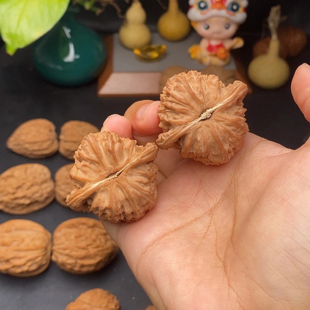 把件文玩核桃福**家三角白