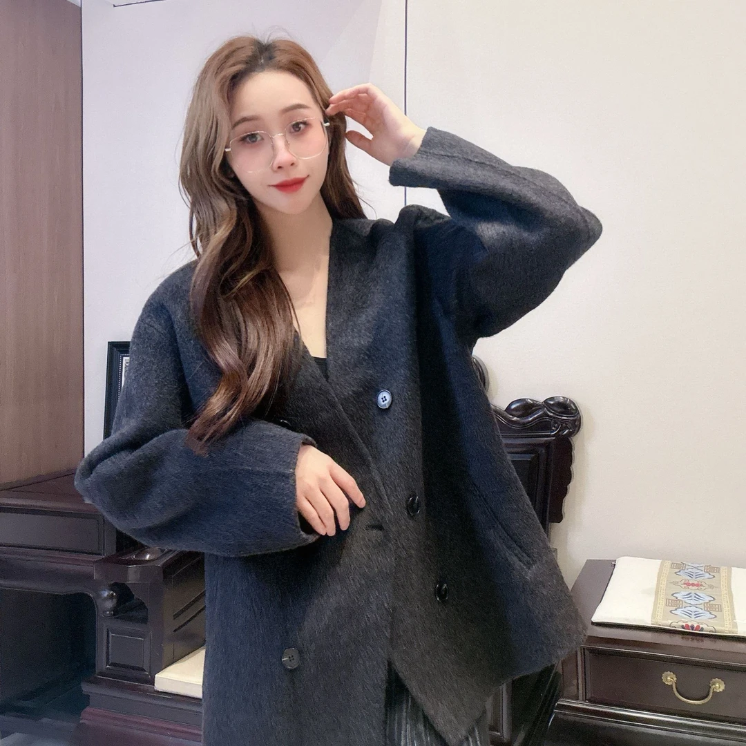 【维尼专属】短款毛呢外套上衣韩版潮流轻职风毛呢排扣气质外套8387