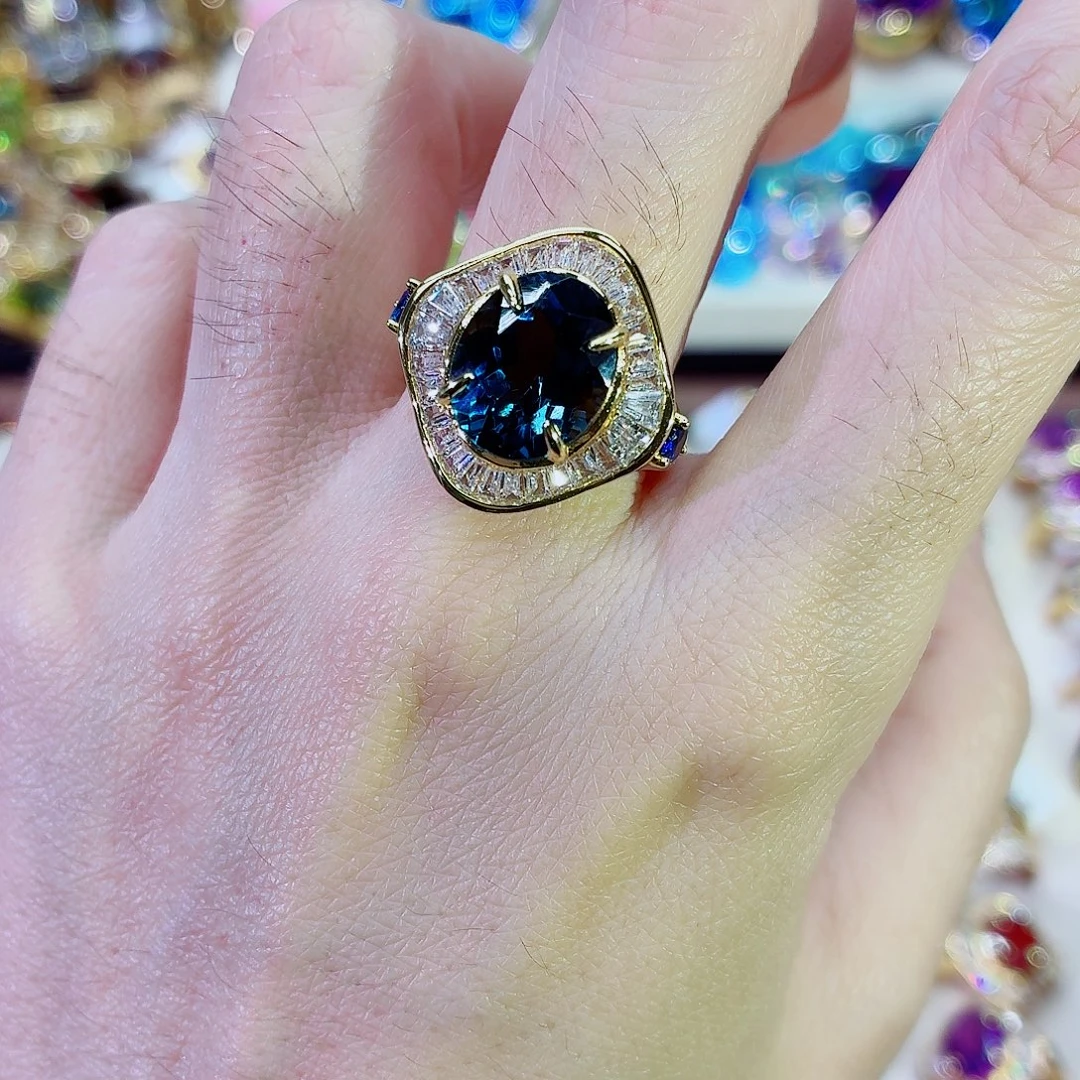 托帕石戒指银S925镶嵌