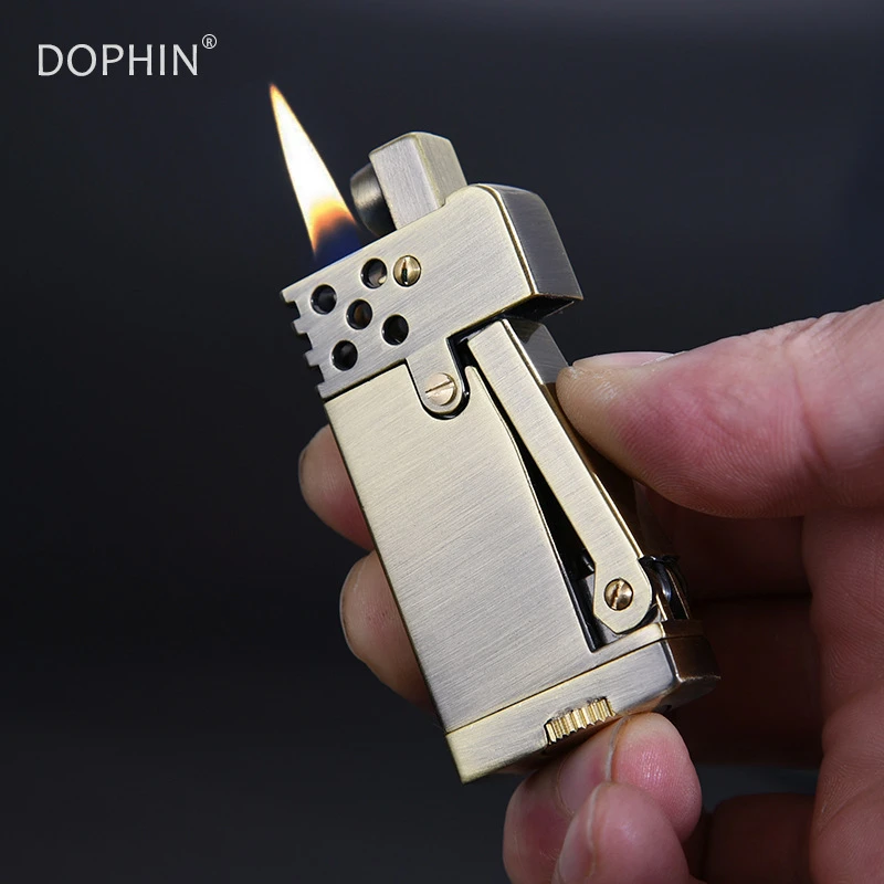 创意海豚弯刀煤油打火机防风机械按压自动点火高档复古式打火机
