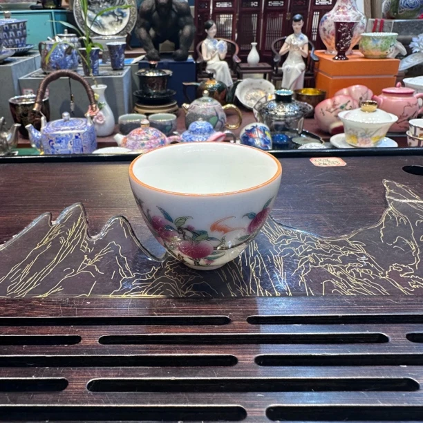 汝窑陶瓷九桃品茗杯X404