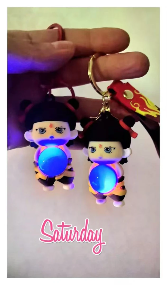 新款3d立体哪吒之魔童闹海硅胶钥匙扣哪吒敖丙立体公仔书包挂件