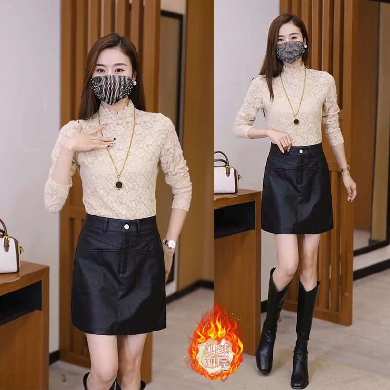 春秋蕾丝打底衫女秋冬季新款时尚洋气修身显瘦半高领内搭上衣