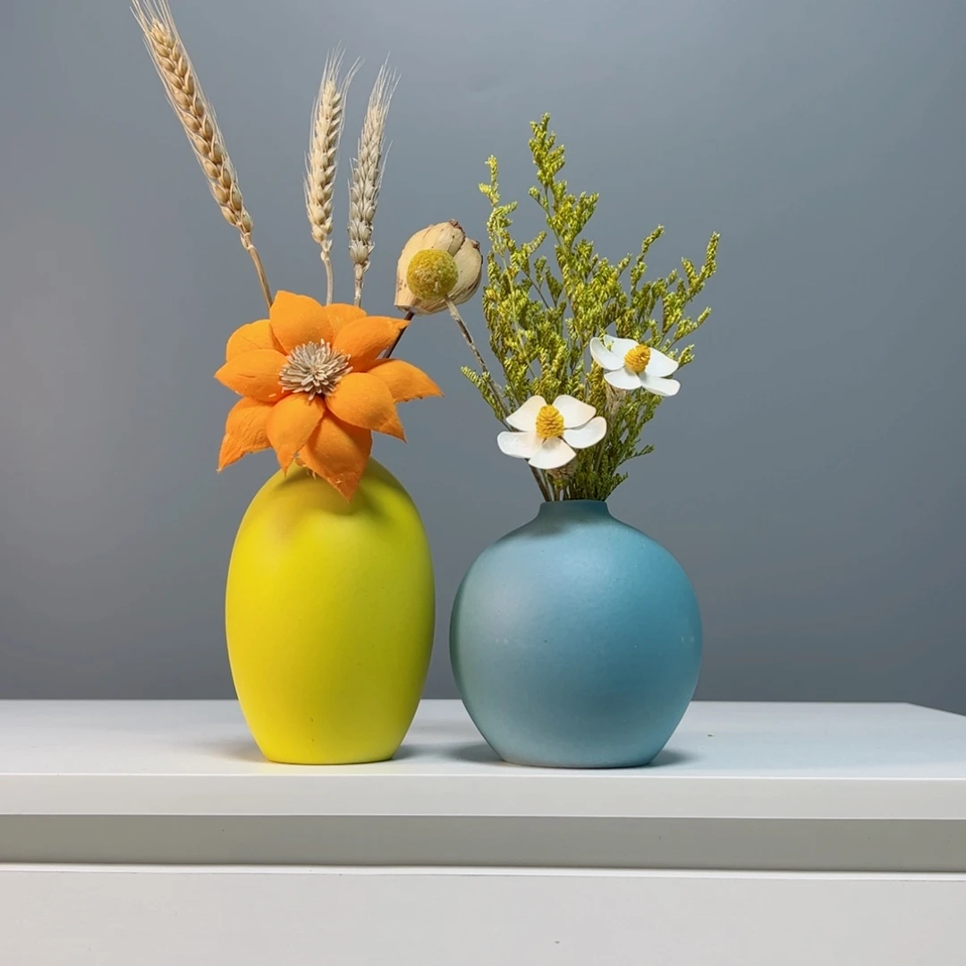 摆件景德镇手作陶瓷花瓶摆件无孔