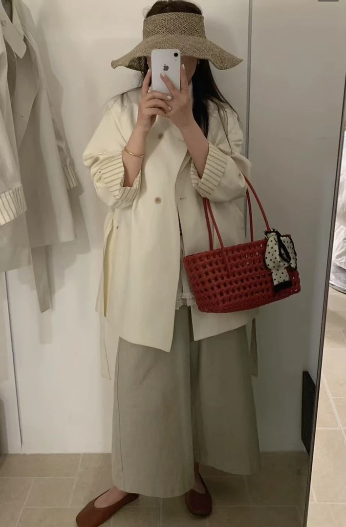 柠檬树立领风衣外套女2025春款韩版中长款小个子宽松显瘦收腰