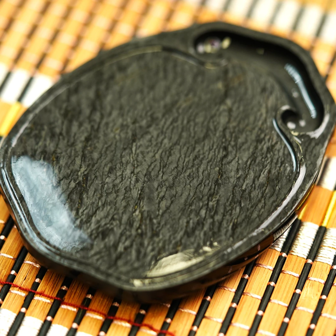 6号水舷坑瓜子水波双面雕刻蝉形砚歙砚老坑孤品砚台