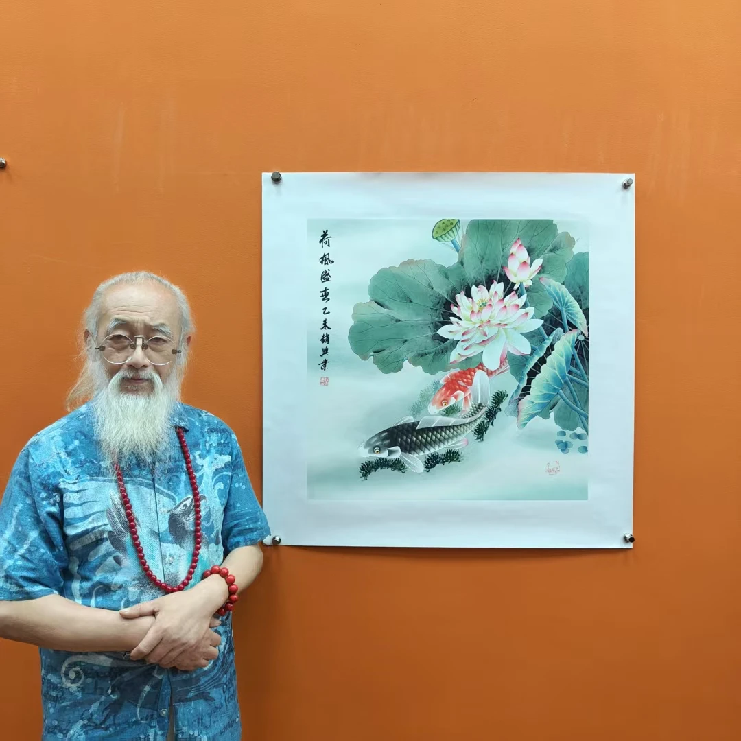 赵兴业《荷风盛世》 四尺斗方 托裱  68*68cm -天美3