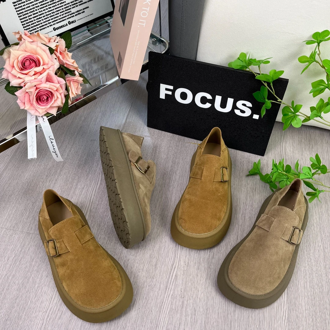 【Alai】特价'火出圈大芒果'百搭厚底增高单搭扣复古风轻便懒人潮鞋