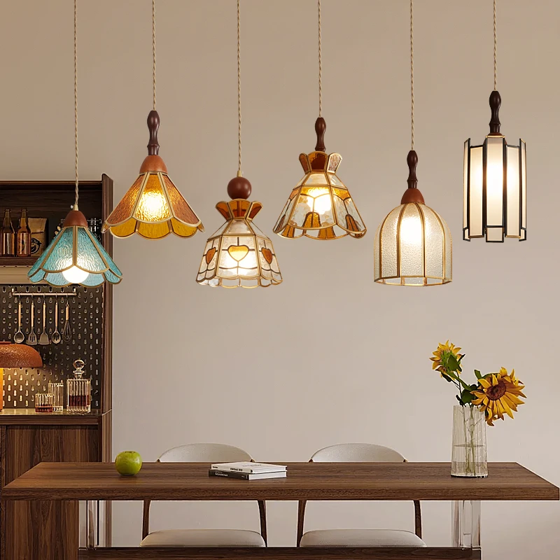 全铜中古风床头卧室小吊灯新款复古南洋风餐厅房间单头吧台led灯