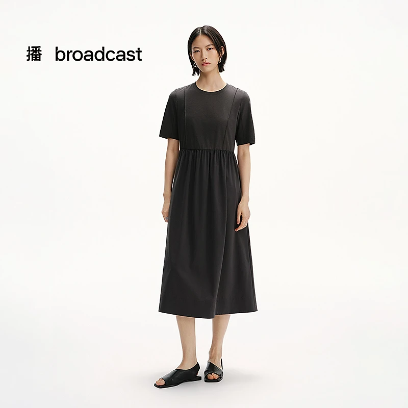 播broadcast罗纹圆领连衣裙DDS2LD50