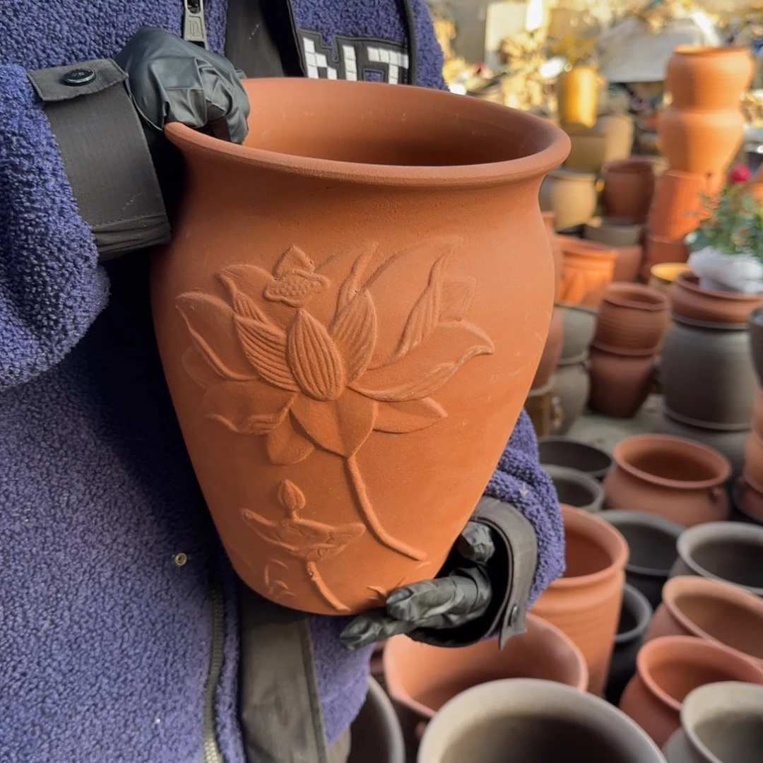 紫砂花盆口21高27宜兴紫砂