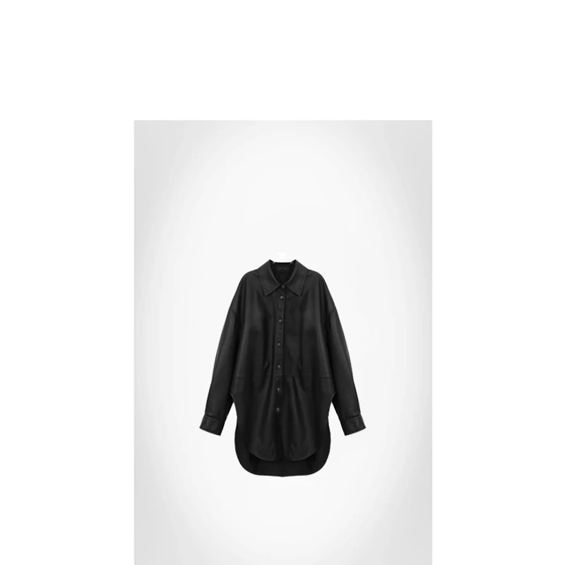 25秋翻领廓形中长款风衣皮衣外套【100%绵羊皮】ACAL2676