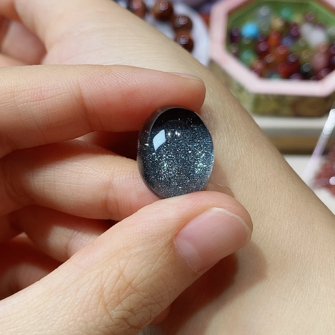 蓝金沙蛋面未镶嵌水晶