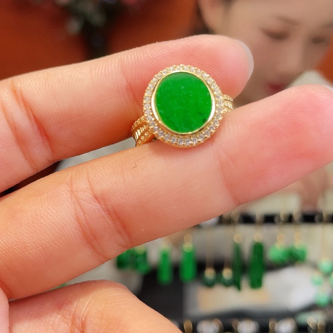 翡翠银S925镶嵌耳饰