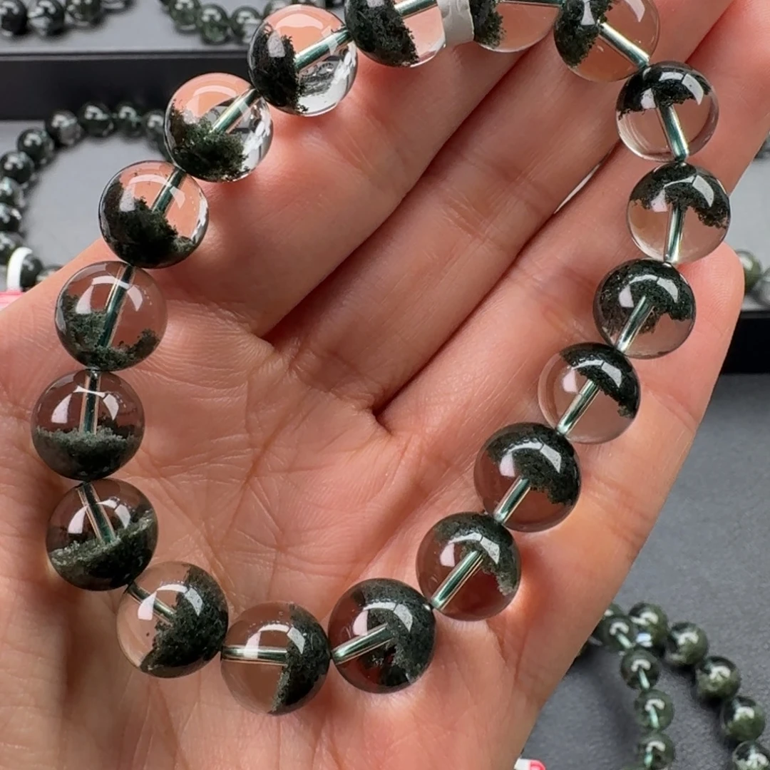 手链水晶未镶嵌天然绿幽灵聚宝盆毕业级