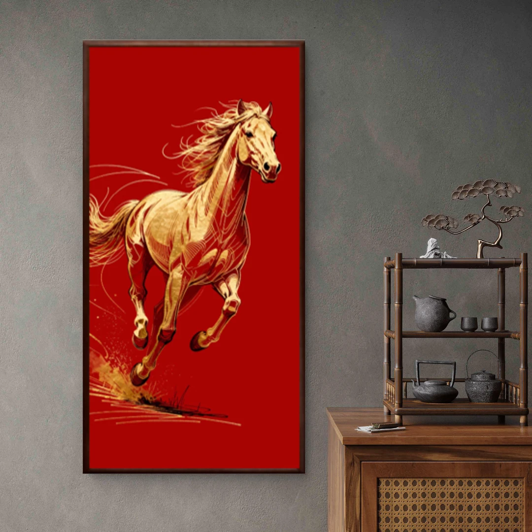 355-40*80马到成功马年行大运吉祥挂画适用于玄关卧室电视柜商铺