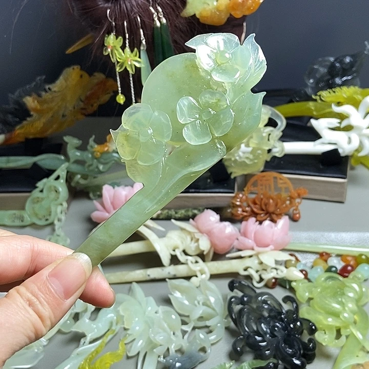 岫玉未镶嵌发簪发簪