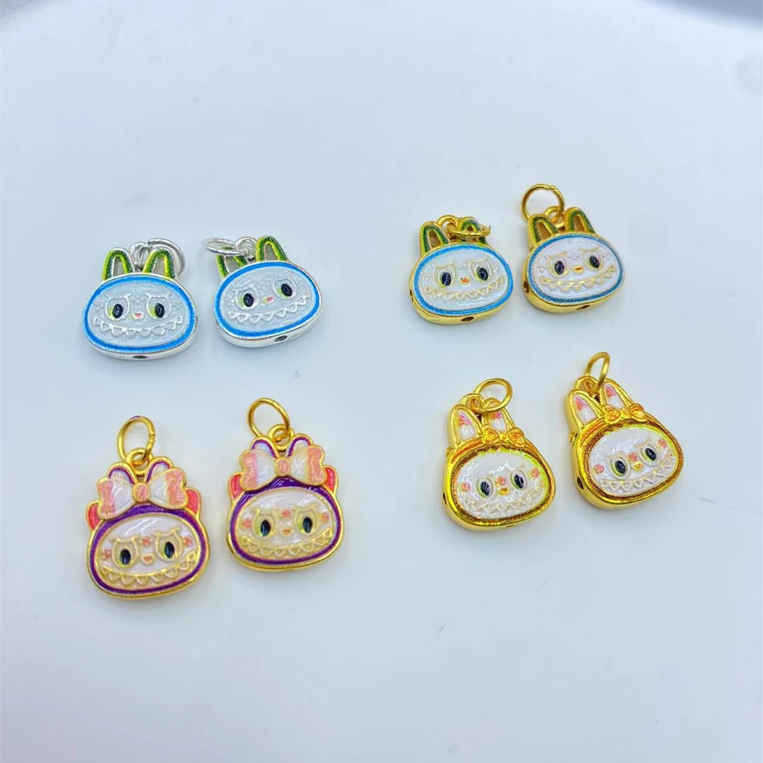 吊坠足银 999新款彩色拉布布吊坠