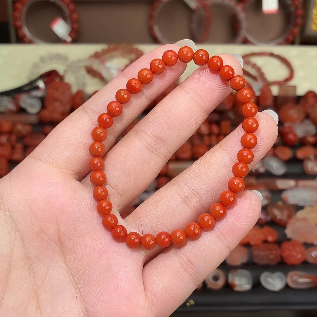 南红玛瑙未镶嵌颈饰5咪➕单圈手串