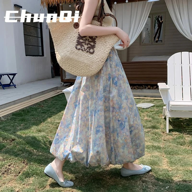 淳启法式浪漫碎花苞裙女夏季新款超好看独特漂亮半身裙气质a字裙