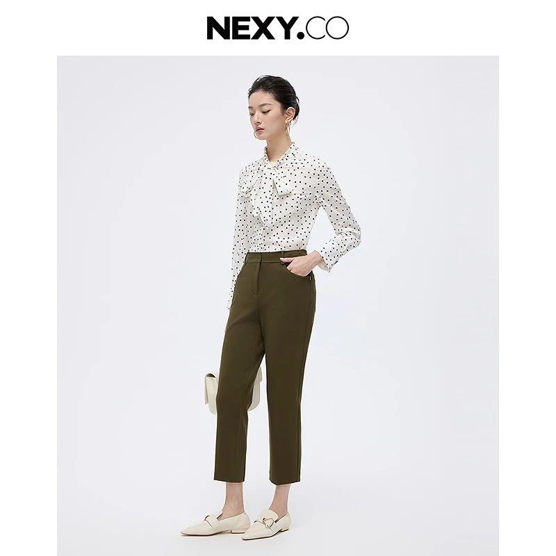 NEXY.CO/奈蔻显瘦白色宽松时尚休闲九分裤XV02722V1/XV02700E7