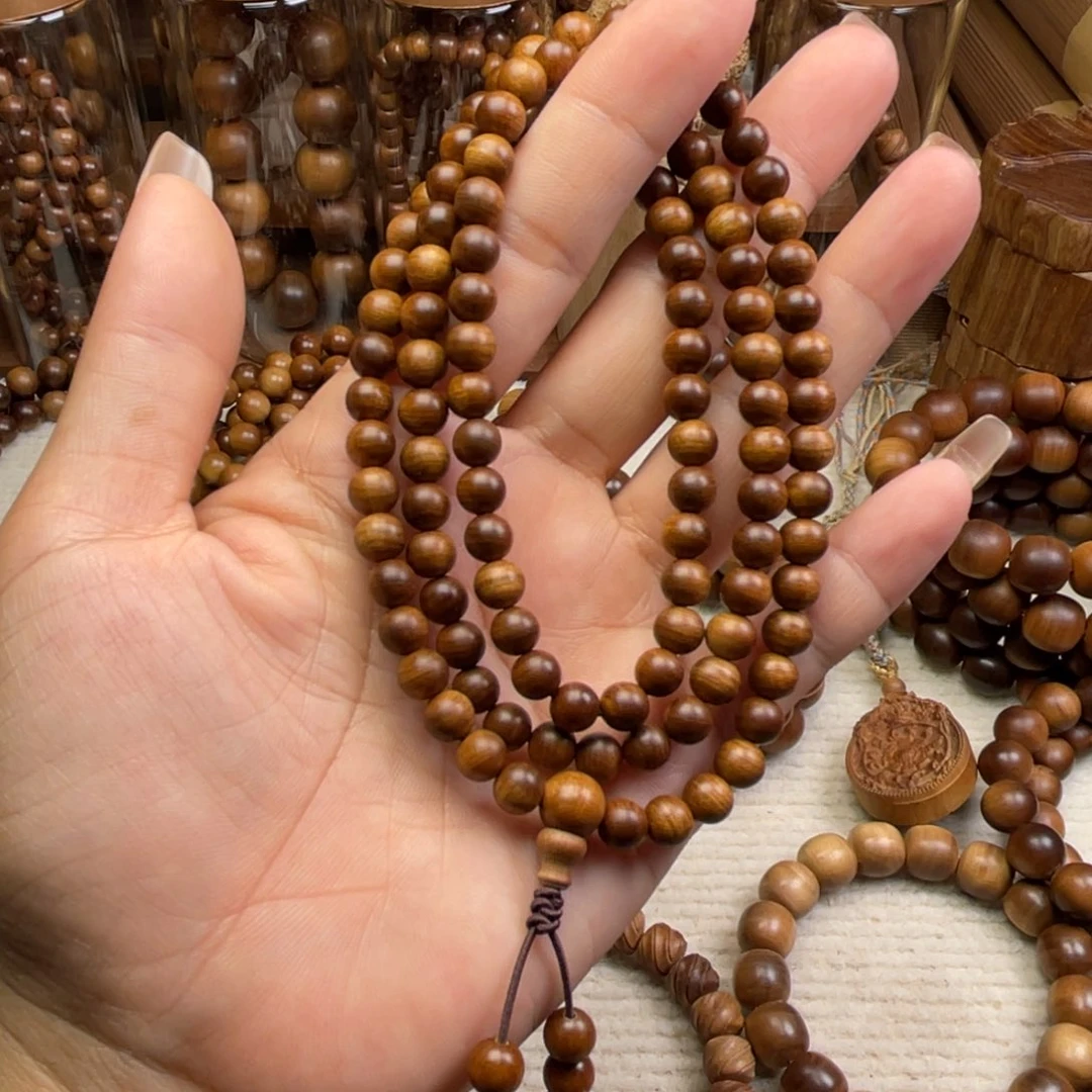 檀香木手串/手链印度老山檀香0.6横纹虎皮