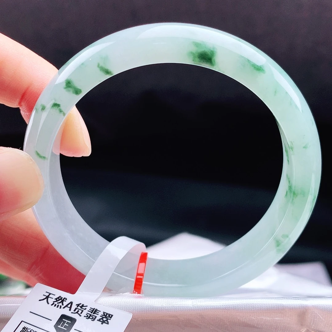 未镶嵌手镯翡翠53冰绿花