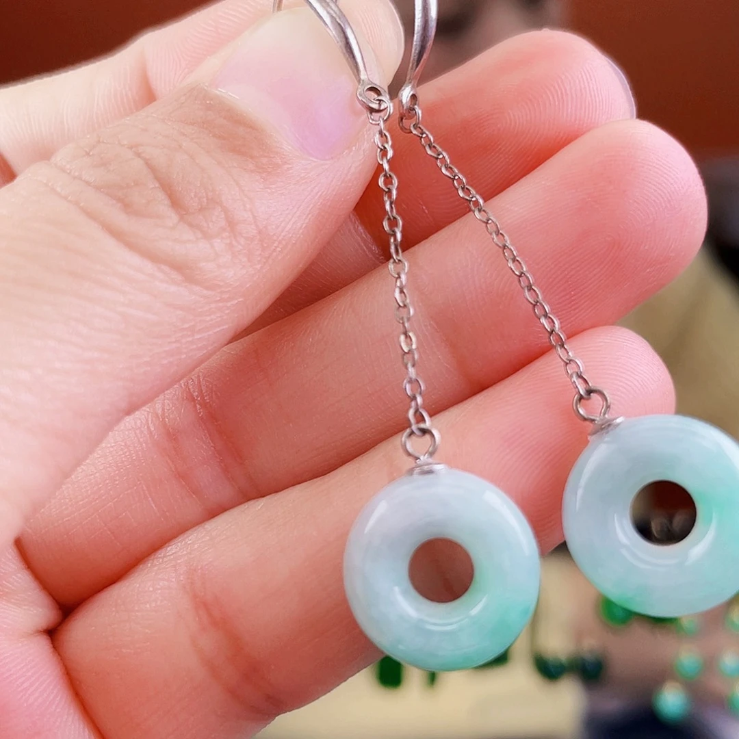 翡翠银S925镶嵌耳饰