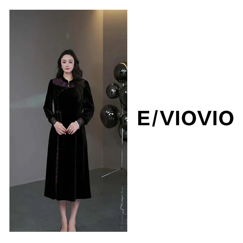 莉莉定制轻奢女装冬季新款旗袍改良高端复古丝绒连衣裙女ZB6395