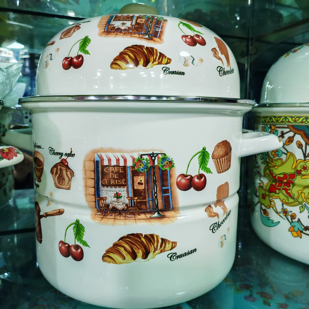 双层蒸锅，米桶，面桶，可爱好用蒸锅，搪瓷蒸锅