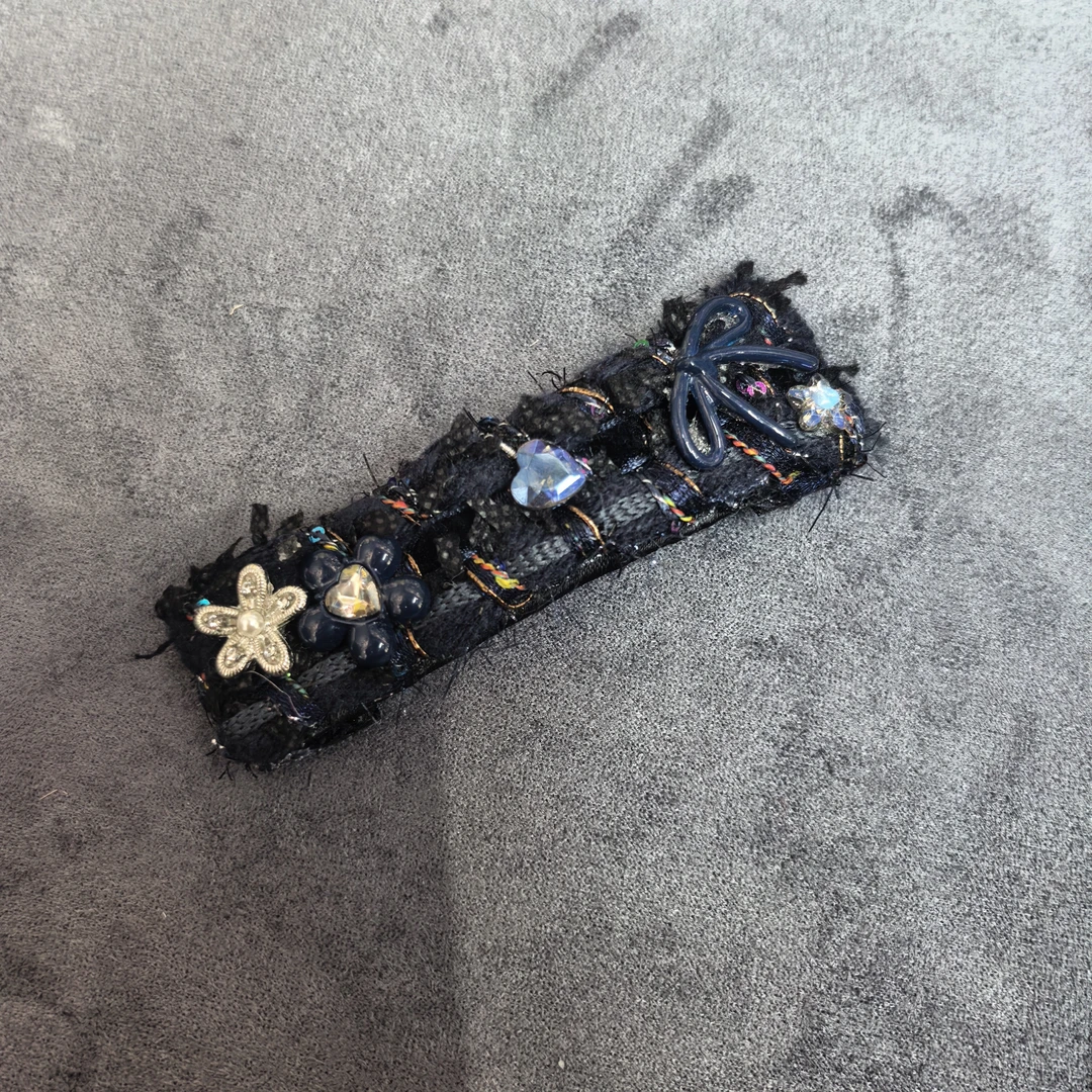 E717藏蓝色蝴蝶结花朵闪闪掰掰夹