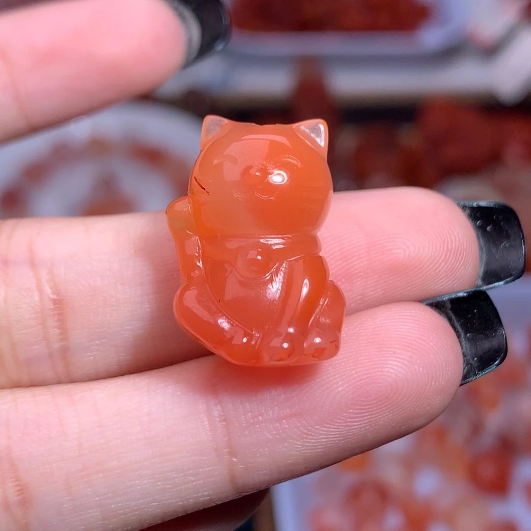 吴***水南红玛瑙未镶嵌珠宝半成品招财猫