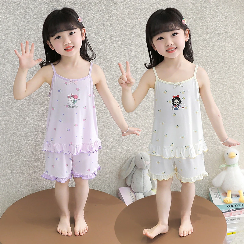 女童吊带睡衣莫代尔夏季薄款小女孩宝宝公主家居服儿童夏天空调服