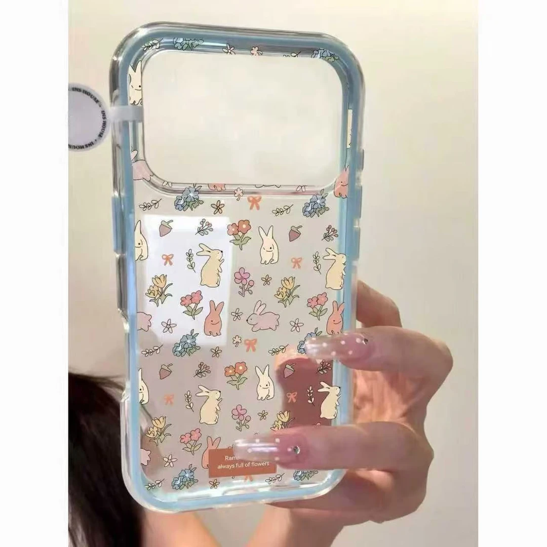 满屏碎花小兔适用苹果17Promax新款16手机壳15卡通14简约13保护套