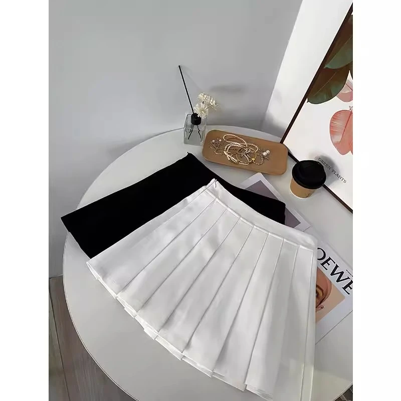 白色短裙女春秋百褶裙子高腰小个子防走光a字裙裤2025新款高级感