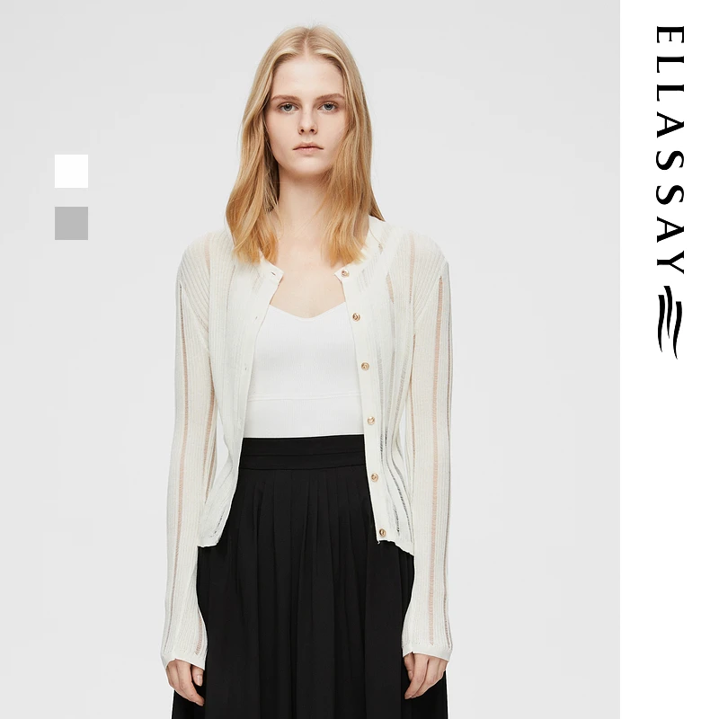 ELLASSAY歌力思2025早春时髦百搭镂空修身显瘦针织衫EWB361M01600