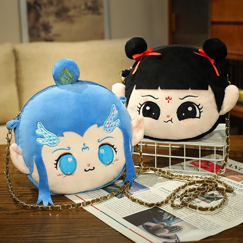 可爱哪吒敖丙睡觉抱枕小学生玩偶斜跨儿童生日礼物单肩小包布娃娃