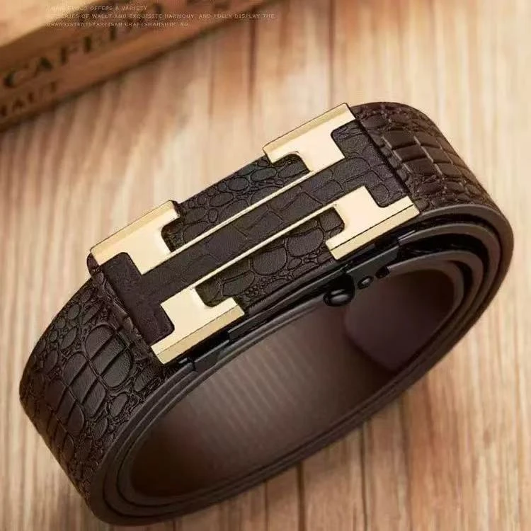 2025新款男士简约H字鳄鱼纹自动扣皮带（无礼盒）