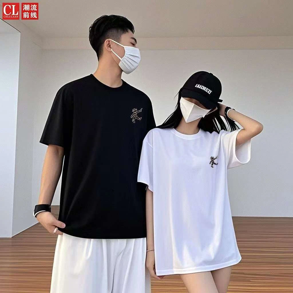 潮流前线情侣休闲夏季男款透气宽松纯棉短袖男士t恤圆领半袖男装