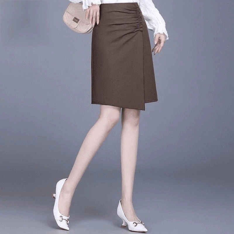 西装面料半身裙女春夏季2025新款高腰显瘦不规则伞裙A字裙中长款