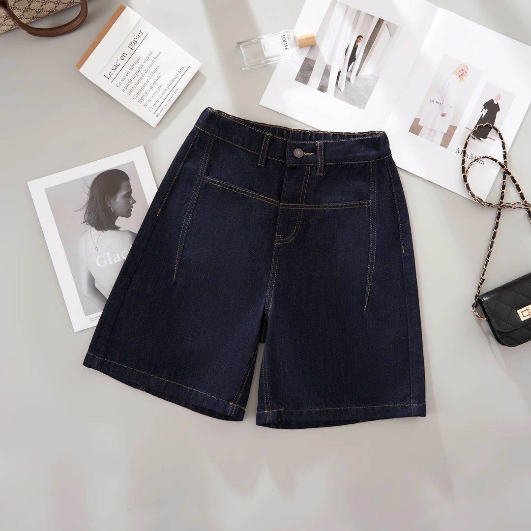 【森妲】橡筋松紧腰短裤女五分裤弹力腰大码直筒夏季休闲风短裤女