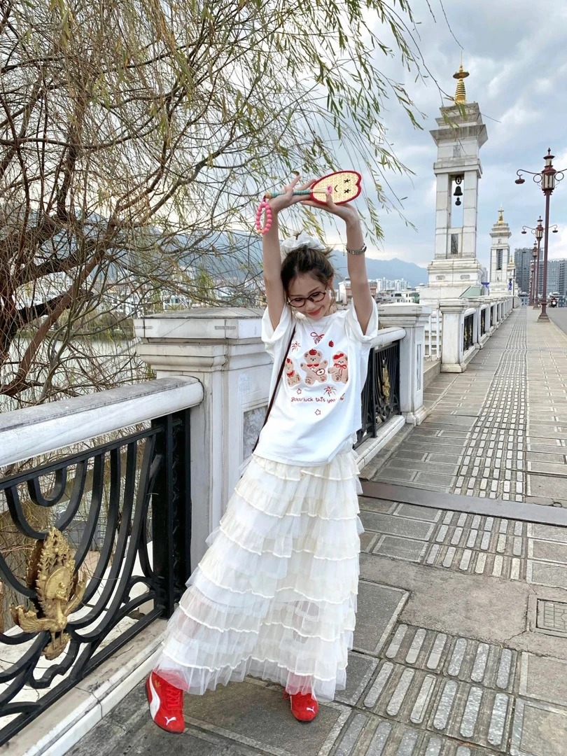 【三只小熊】2025新款可爱三只小熊刺绣韩系甜美纯棉短袖t