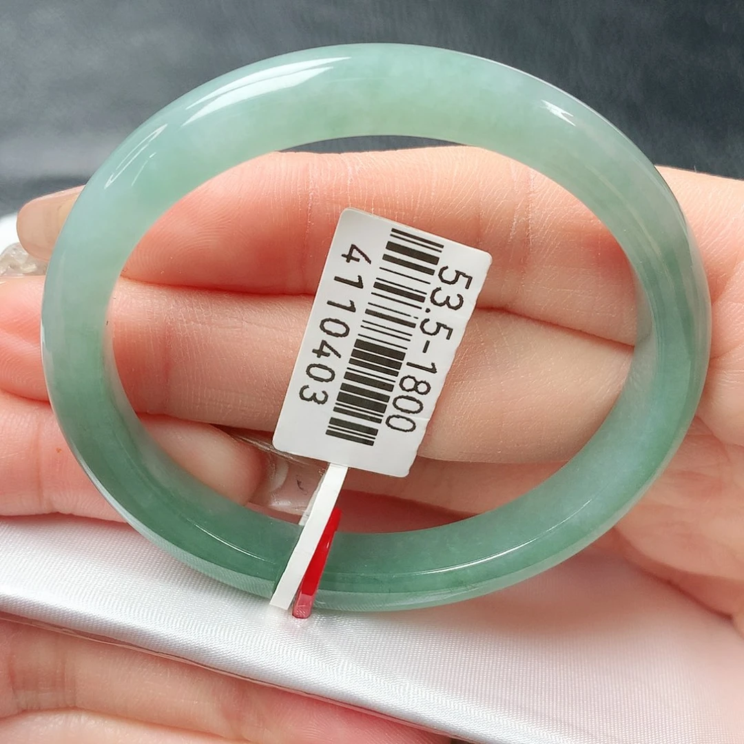 翡翠手镯未镶嵌冰绿贵妃53圈口 55号