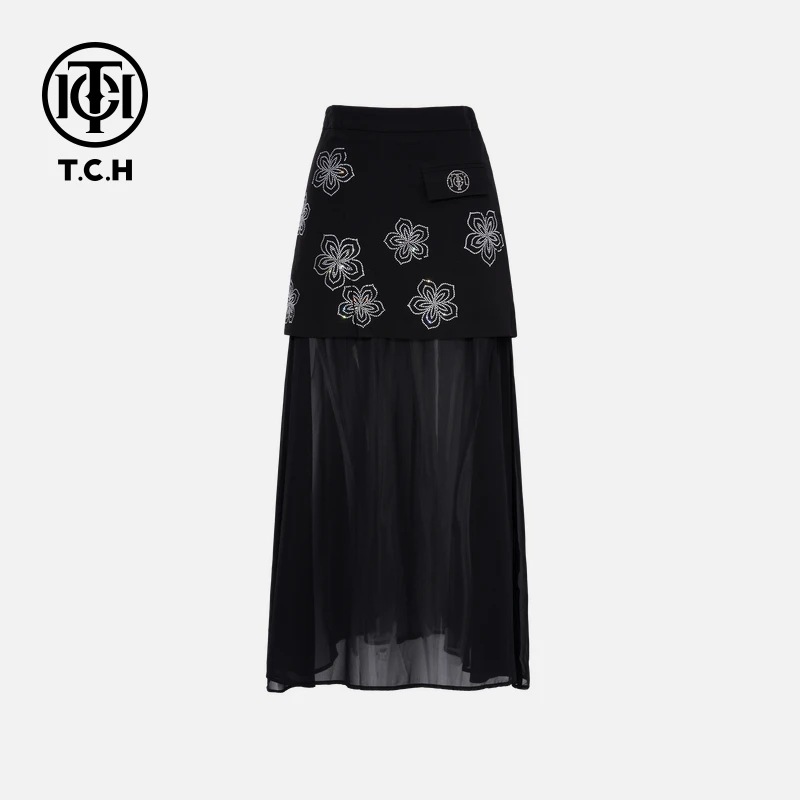 TCH私服烫钻工艺新时尚淑女百搭新潮流半裙女T75B22E1009轻奢tch